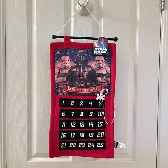 Disney Star Wars Happy Holidays Christmas Hanging Felt Advent Calendar NWT - Picture 1 of 12